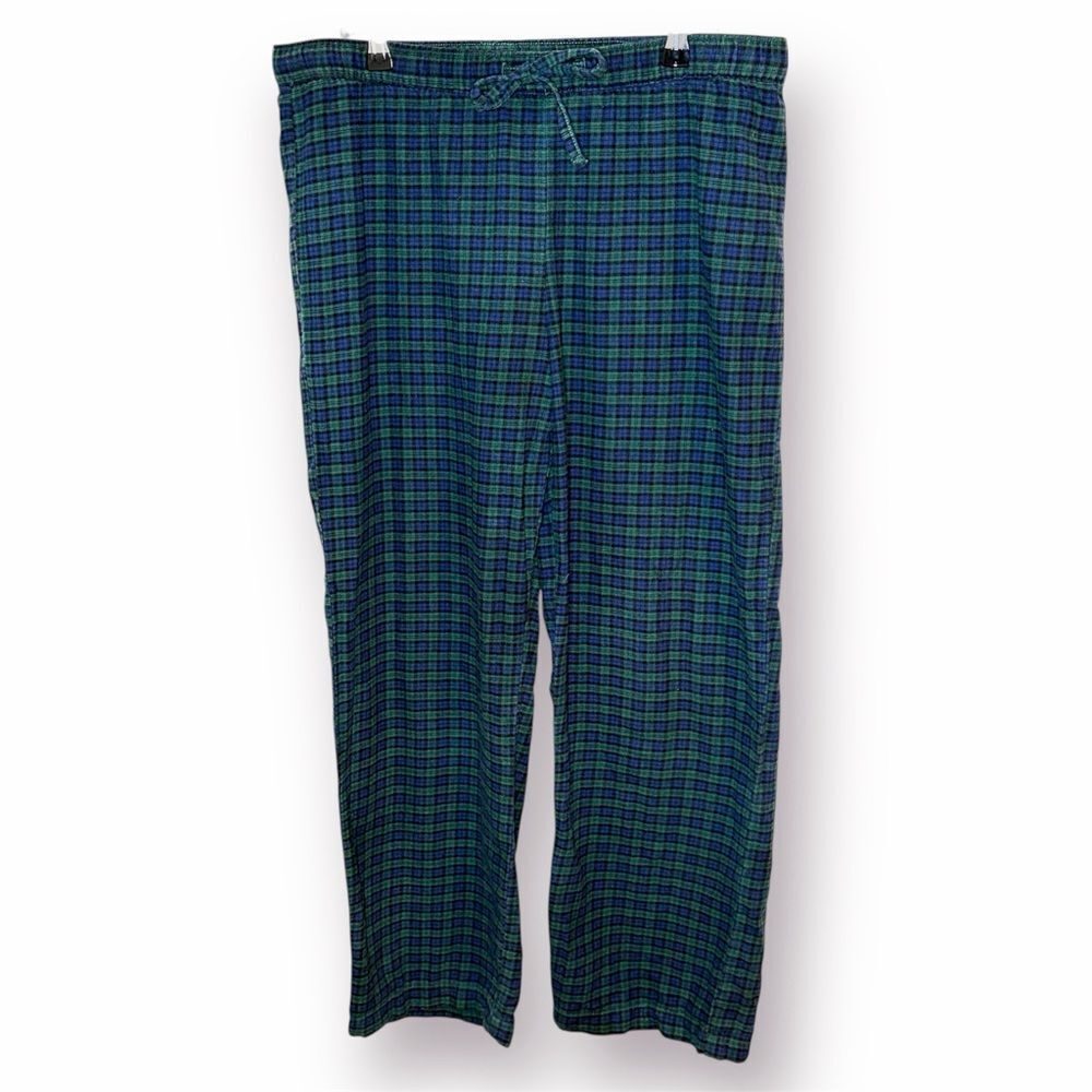 GAP Navy Classic Blue Green Cotton Plaid Pajama Pants Drawstring M